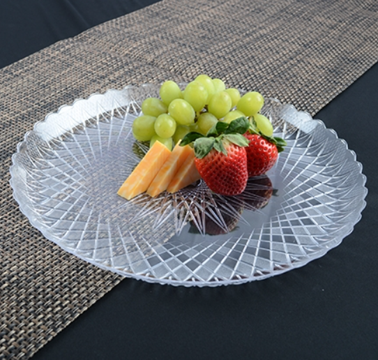 8" Round Crystal Scalloped Tray - 50 Qty