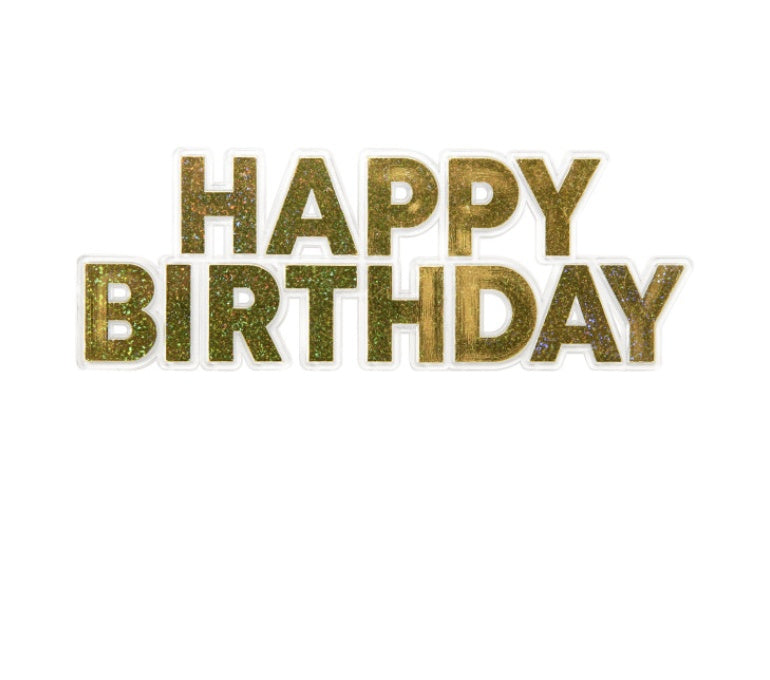 Gold Happy Birthday LayOns 12 PCS
