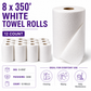 8 x 350' White Towel Rolls - 12 Count