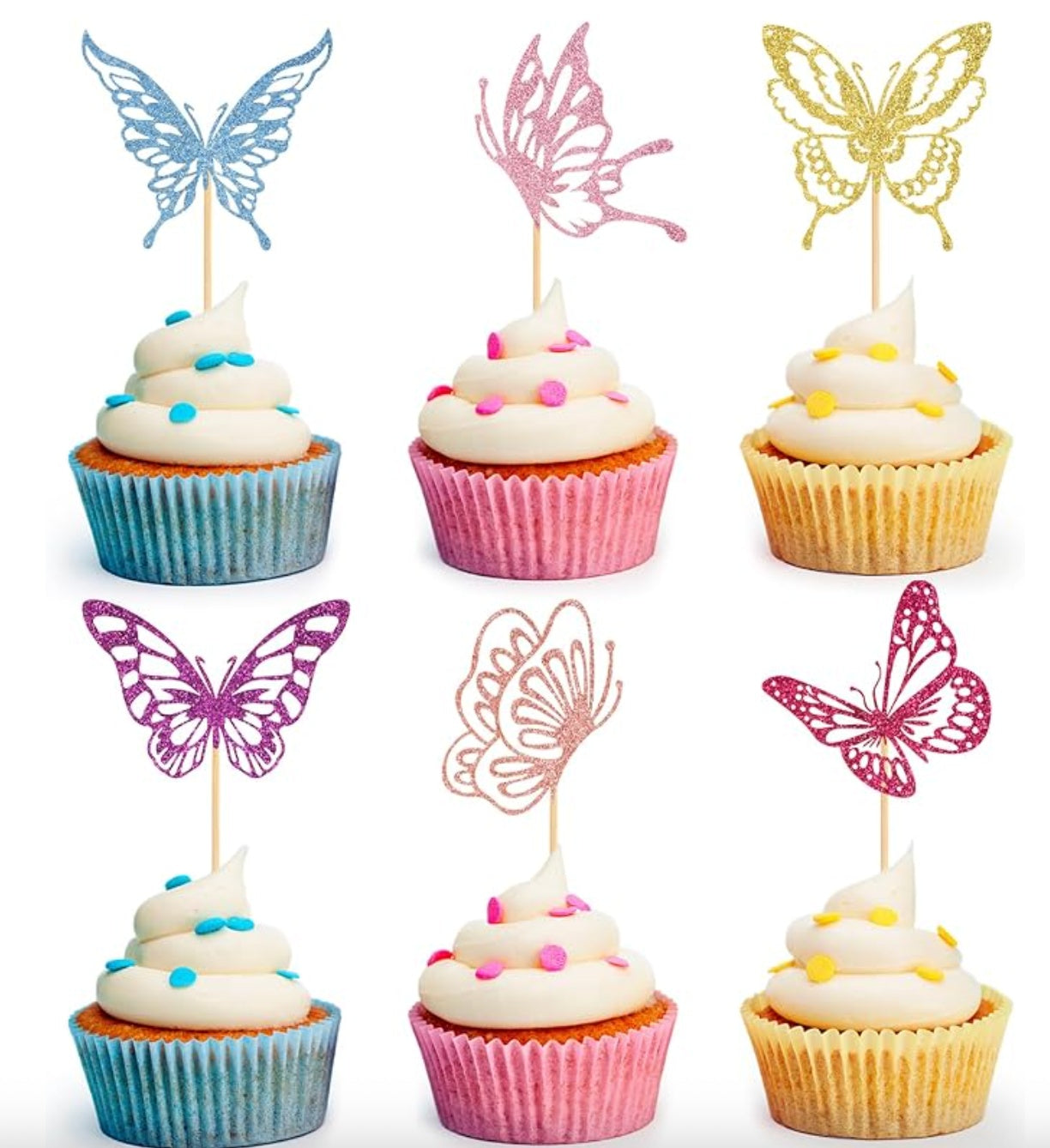 Glitter Butterfly Cupcake To 24 PCS