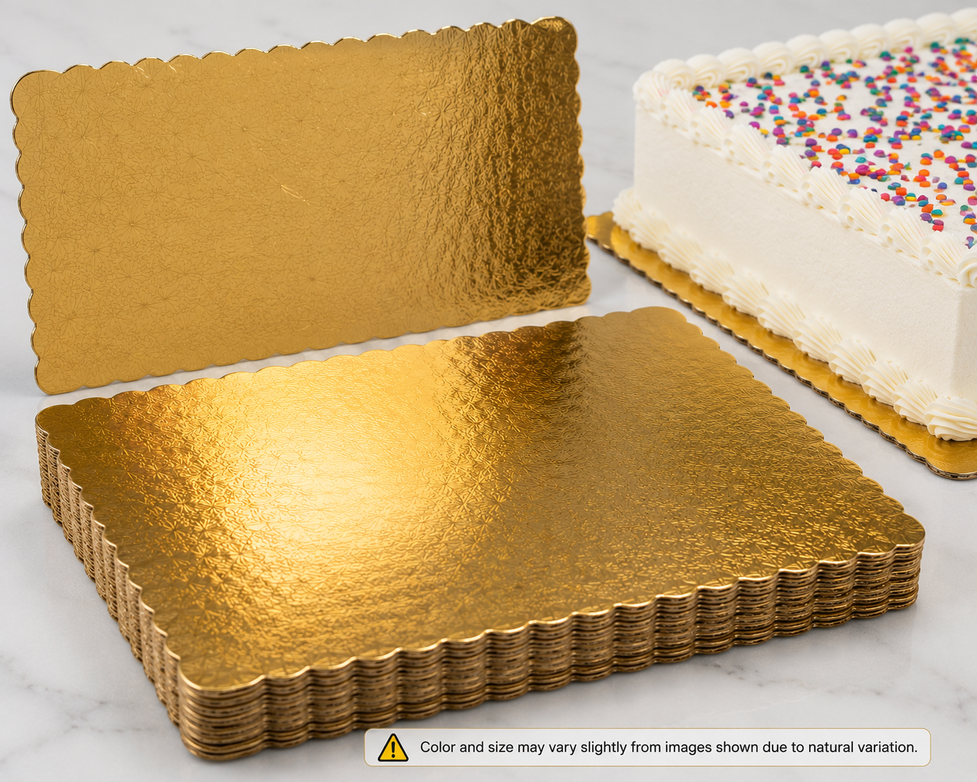 Gold Quarter Sheet Cake Boards 9.75 x 13.75 - 100 Count