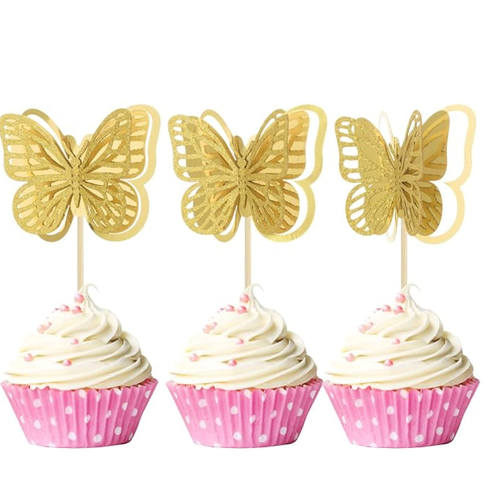 Gyufise 3D Butterfly Cupcake 24 PCS