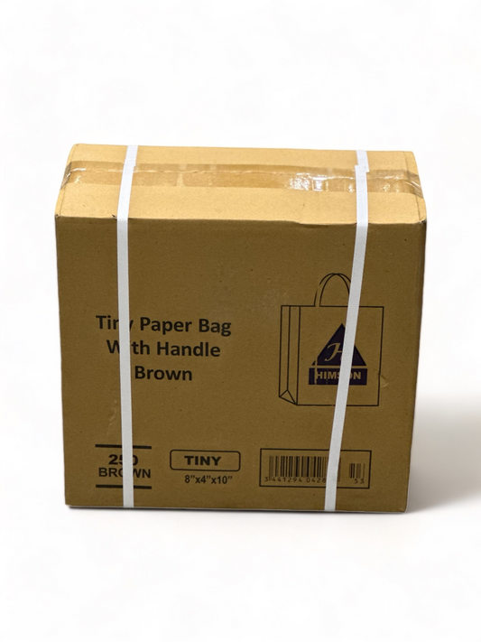 Tiny Kraft Handle Bag - 8x 4x 10.6 Inch - 250 Qty