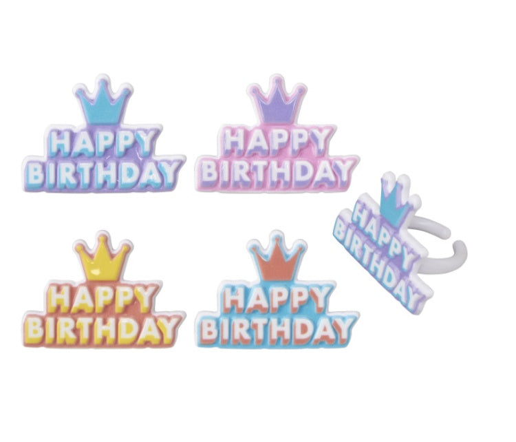 DecoPac Happy Birthday Crown Rings 144 PCS