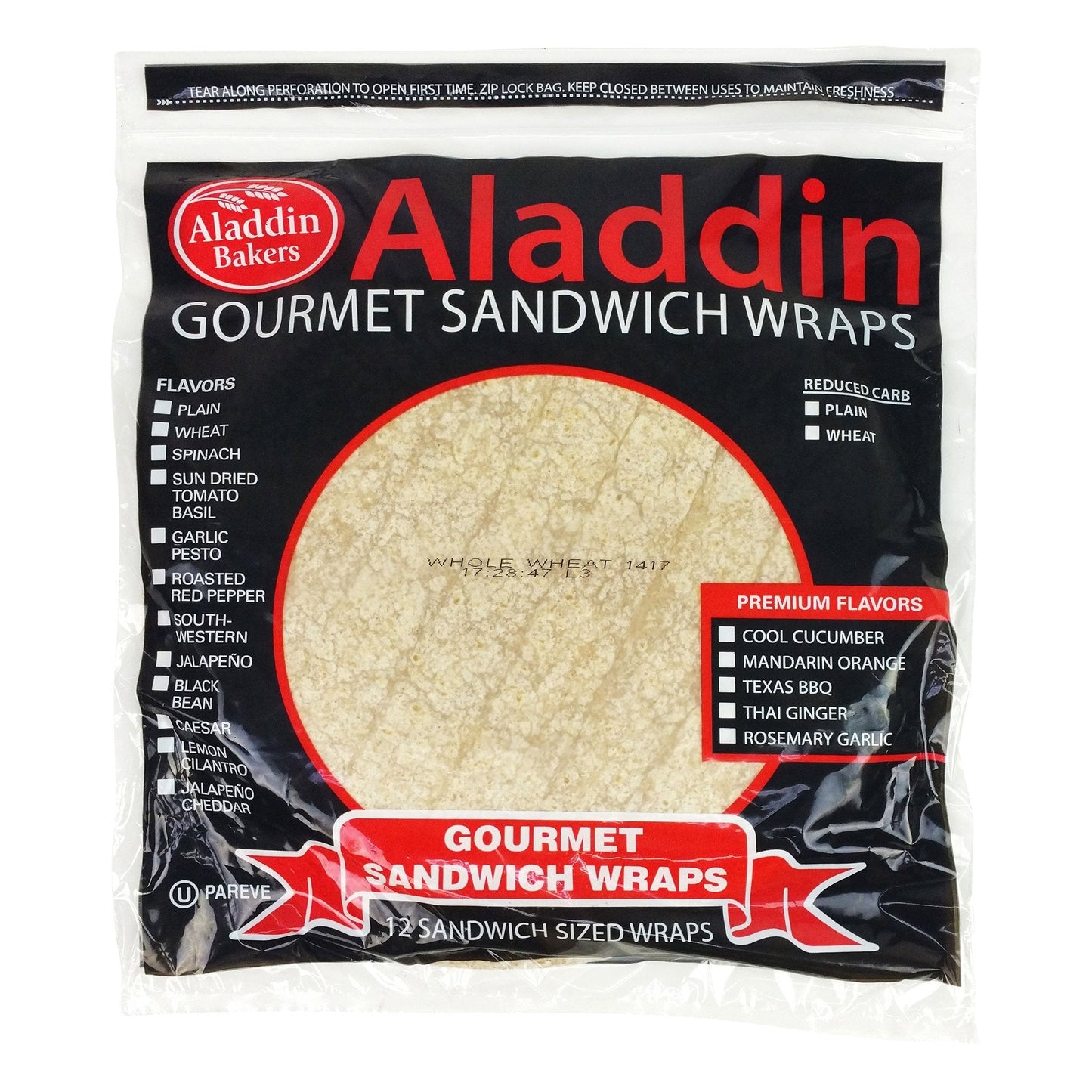 Whole Wheat Sandwich Wraps -  6 bags/12 per bag
