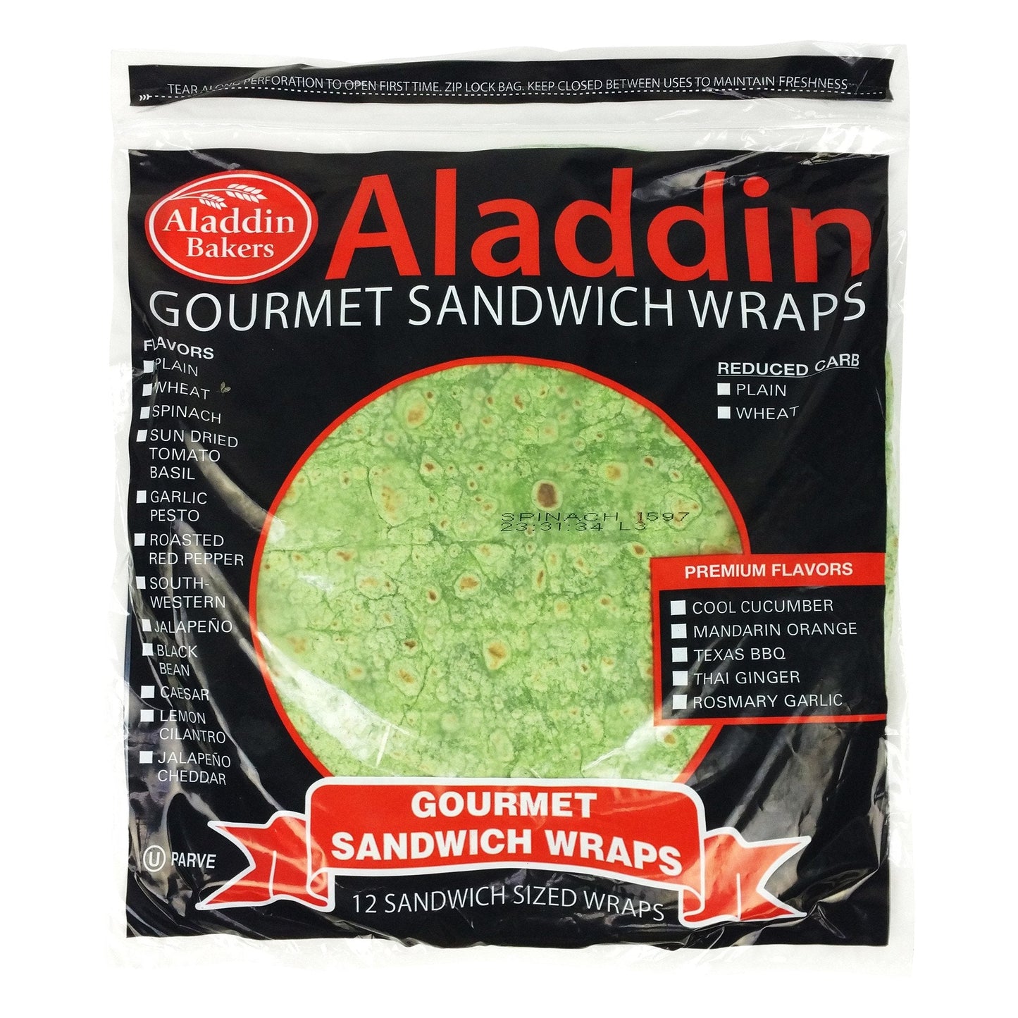 Gourmet Sandwich Wraps Spinach -  6 bags/12 per bag